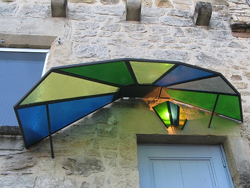 Marquise et luminaire en verre fusion